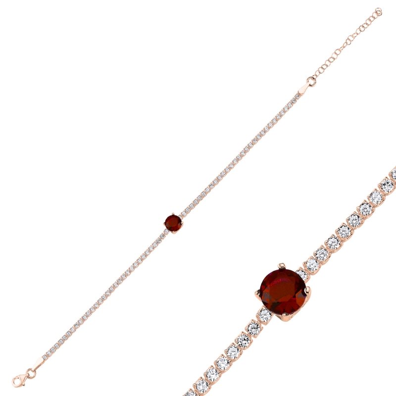 Silverlina%20Gümüş%20Garnet%20Zirkon%20Taşlı%20Suyolu%20Bileklik-Rose%20altın%20kaplama