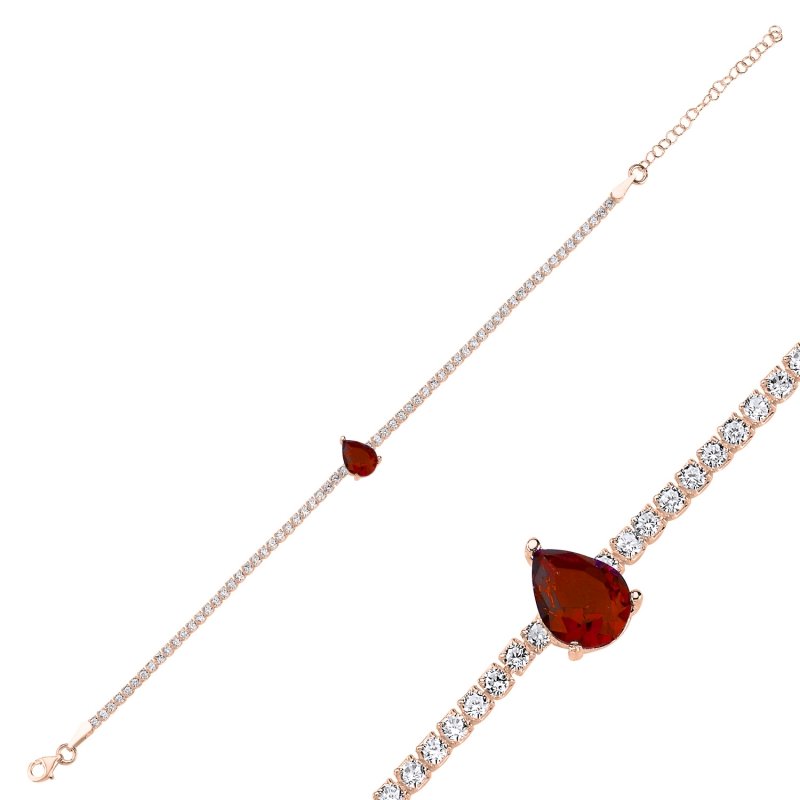 Silverlina%20Gümüş%20Garnet%20Zirkon%20Taşlı%20Suyolu%20Bileklik-Rose%20altın%20kaplama