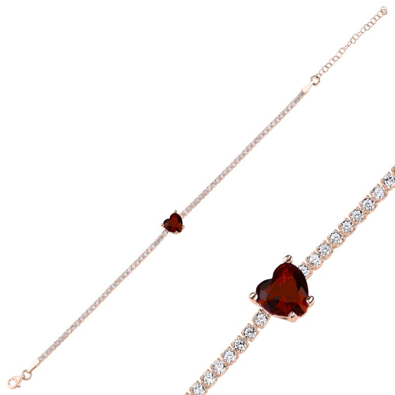 Silverlina%20Gümüş%20Garnet%20Zirkon%20Taşlı%20Suyolu%20Bileklik-Rose%20altın%20kaplama