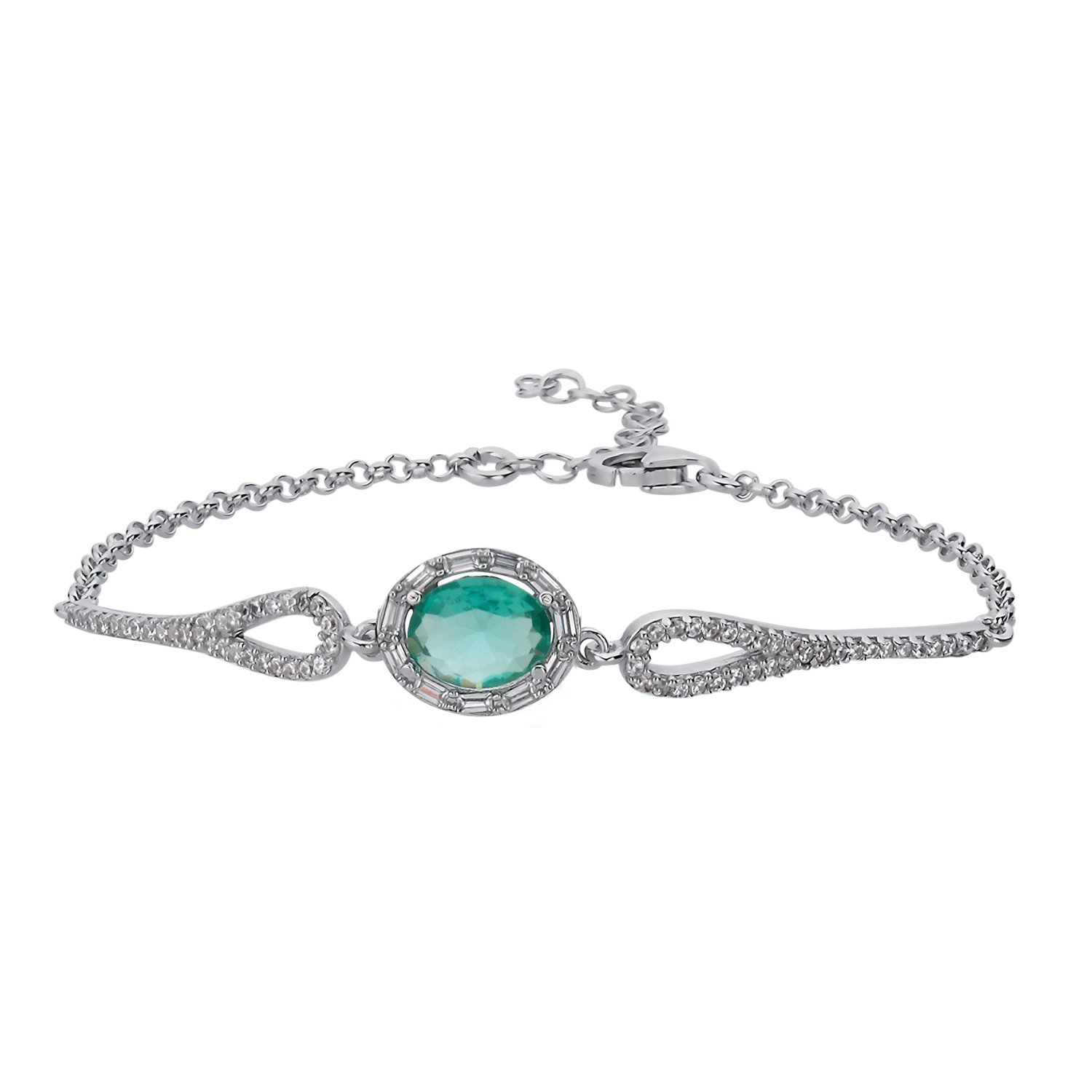 Silverlina%20Gümüş%20Paraiba%20Oval%20&%20Baget%20Zirkon%20Taşlı%20Bileklik