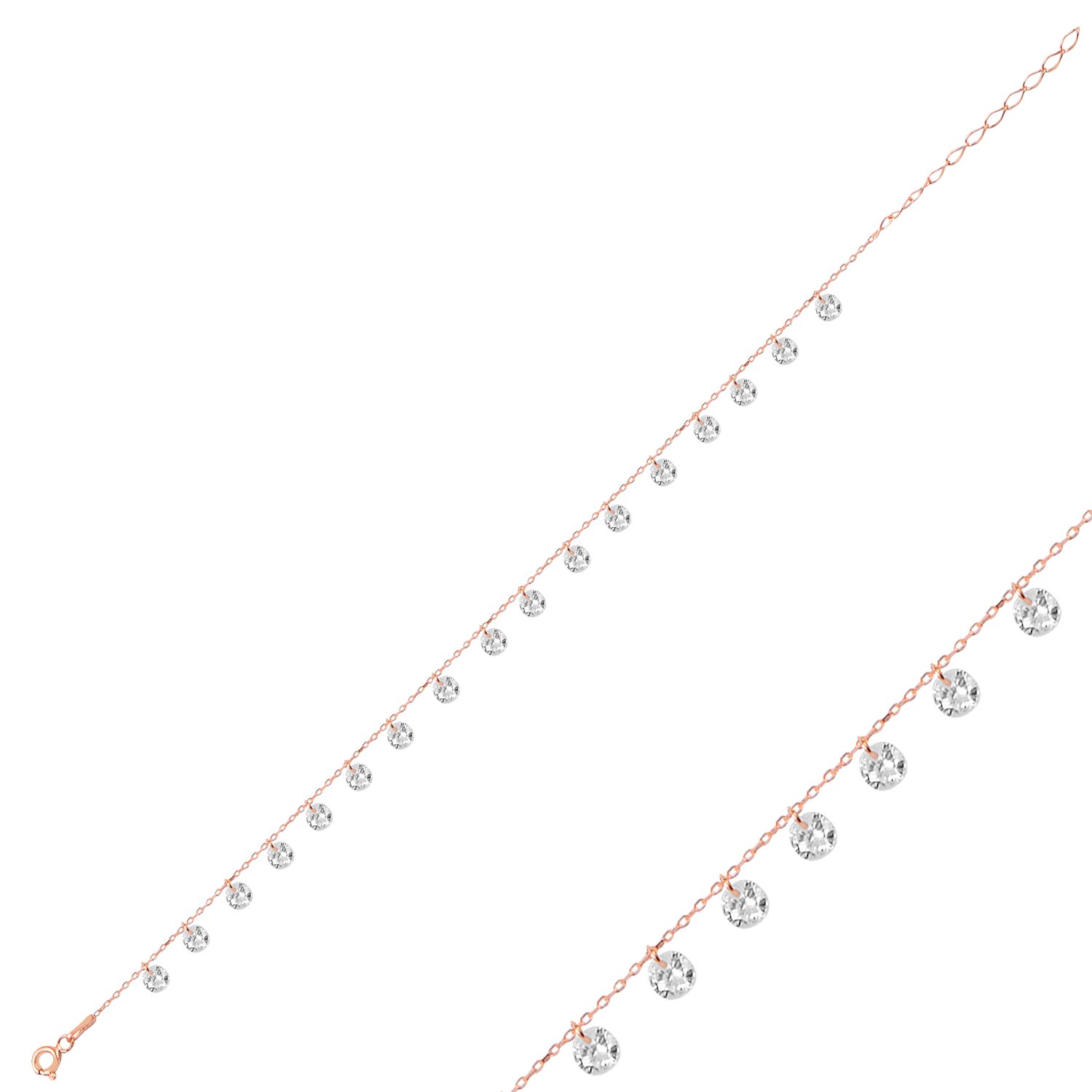 Silverlina%20Gümüş%20Yuvarlak%20Zirkon%20Taşlı%20Sallantılı%20Bileklik