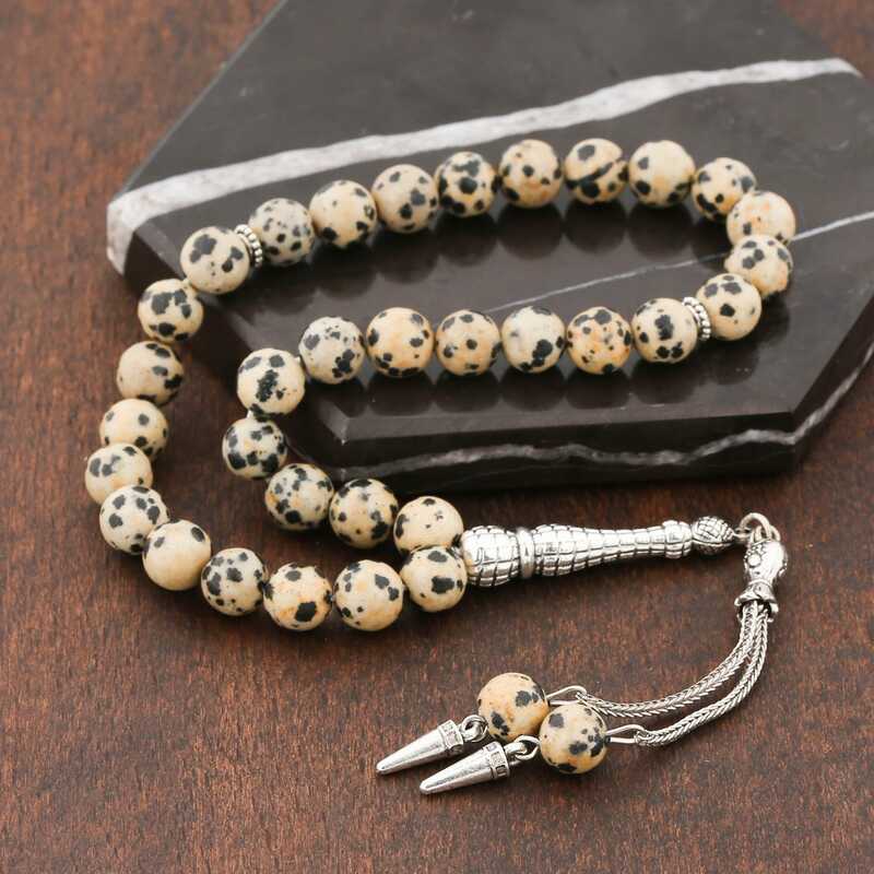 Silverlina%20​Doğaltaş%20Metal%20Püsküllü%20Dalmaçyalı%20Jasper%20Taşı%20Tesbih