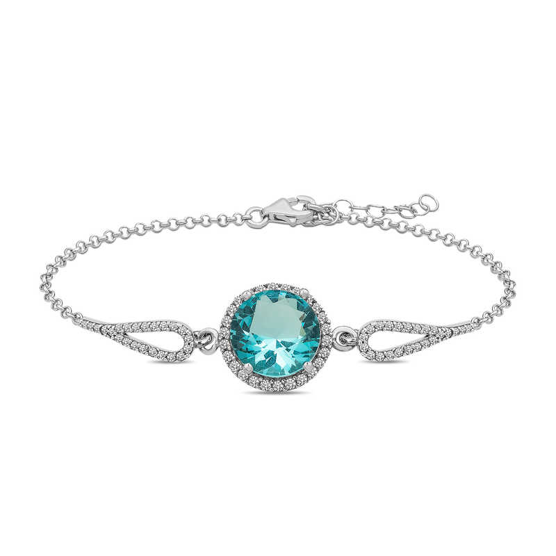 Silverlina%20Gümüş%20Aquamarine%20Bayan%20Bileklik