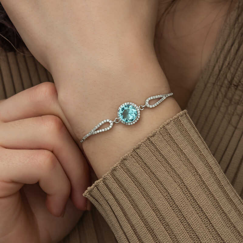 Silverlina%20Gümüş%20Aquamarine%20Bayan%20Bileklik