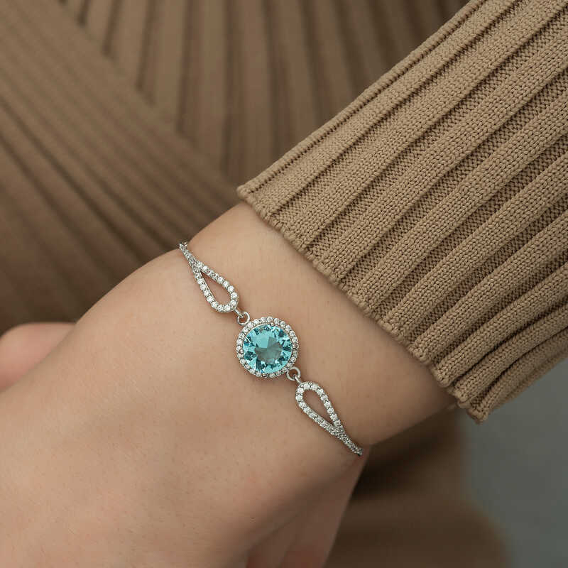 Silverlina%20Gümüş%20Aquamarine%20Bayan%20Bileklik