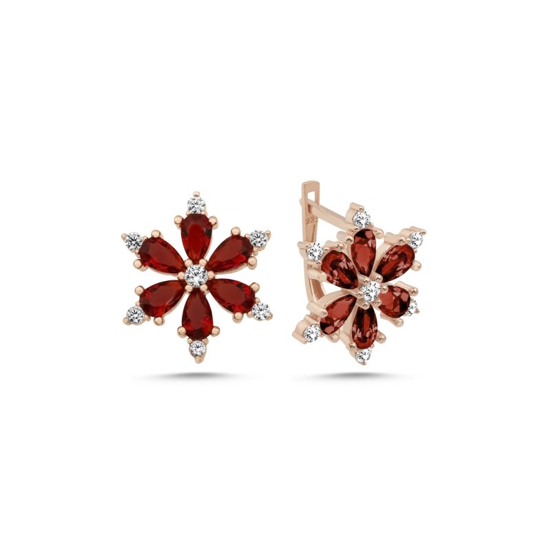 Gümüş%20Lotus%20Çiçeği%20Garnet%20Zirkon%20Taşlı%20Küpe-Rose%20altın%20kaplama