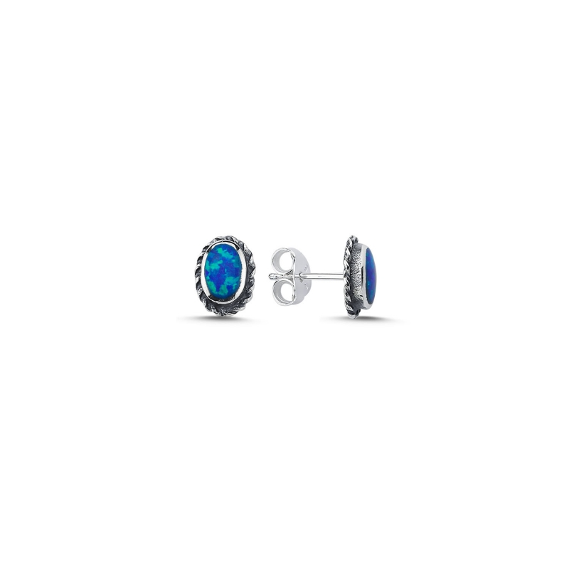 Silverlina%20Gümüş%206x8mm%20Opal%20Taşlı%20Küpe