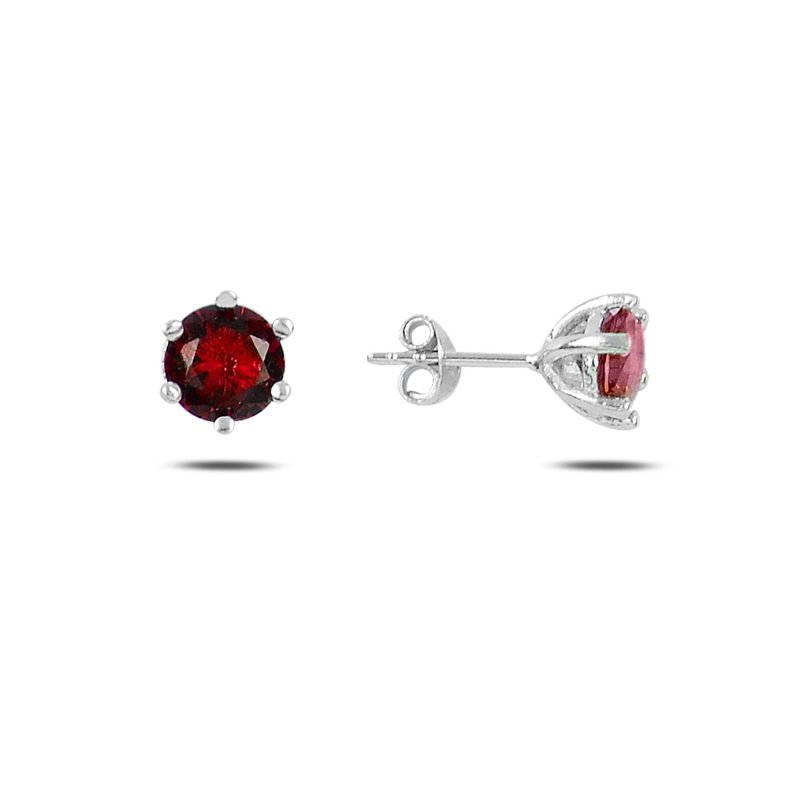 Gümüş%20Tektaş%206mm%20Renkli%20Zirkon%20Taşlı%20Küpe-Garnet%20zirkon%20(kırmızı)