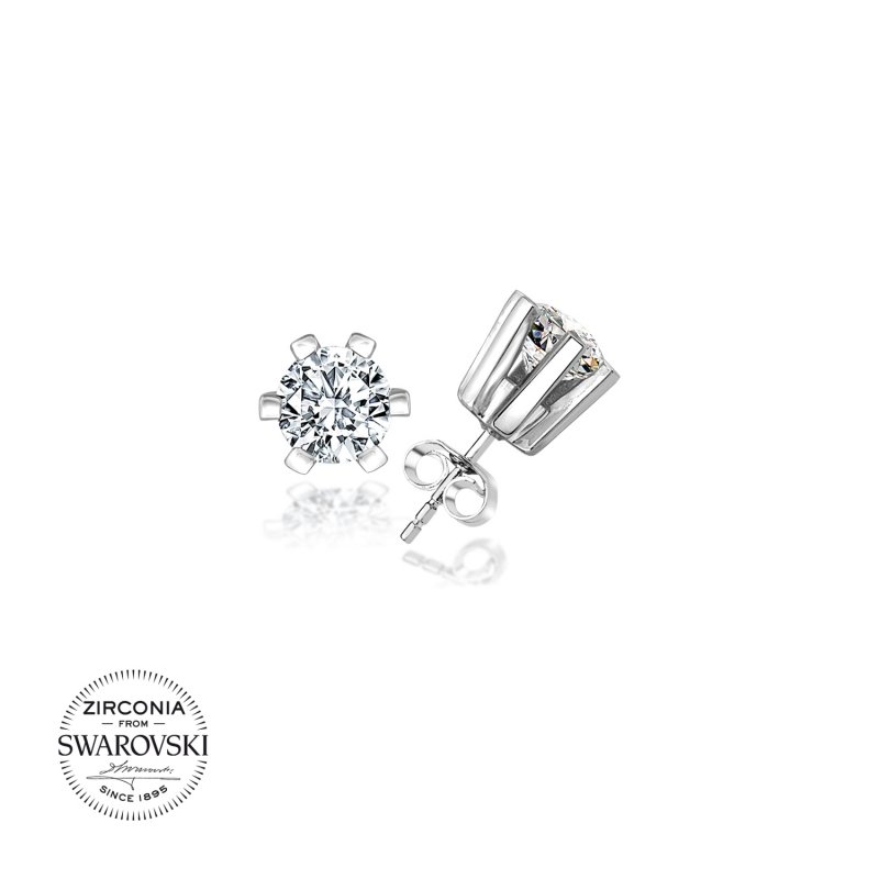 Silverlina%20Gümüş%20Swarovski%20Zirconia%20Taşlı%20Tektaş%20Küpe