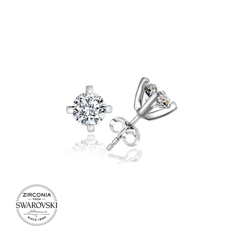 Silverlina%20Gümüş%20Swarovski%20Zirconia%20Taşlı%20Tektaş%20Küpe