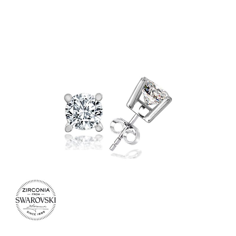 Silverlina%20Gümüş%20Swarovski%20Zirconia%20Taşlı%20Tektaş%20Küpe