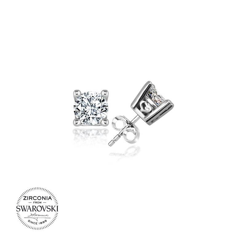 Silverlina%20Gümüş%20Swarovski%20Zirconia%20Taşlı%20Tektaş%20Küpe