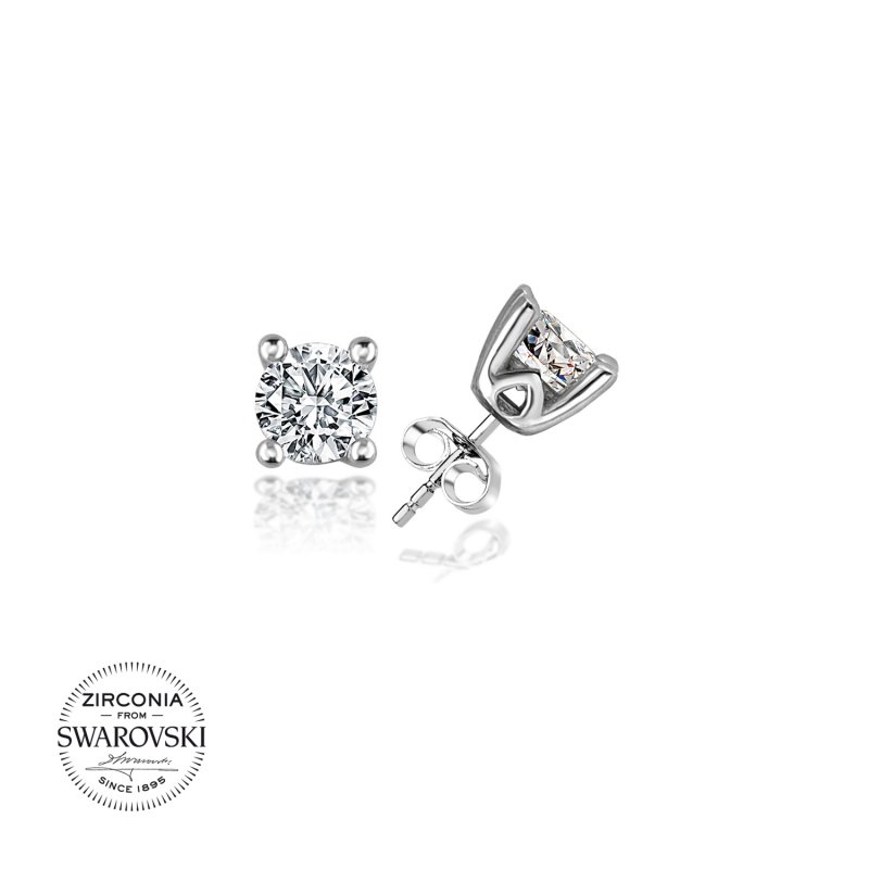 Silverlina%20Gümüş%20Swarovski%20Zirconia%20Taşlı%20Tektaş%20Küpe