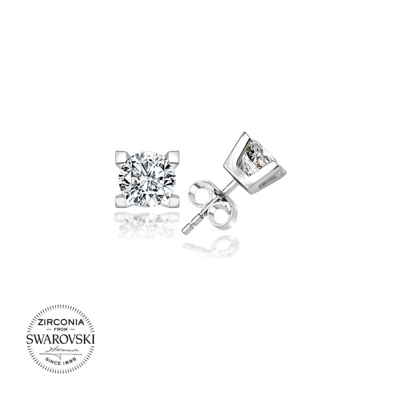 Silverlina%20Gümüş%20Swarovski%20Zirconia%20Taşlı%20Tektaş%20Küpe