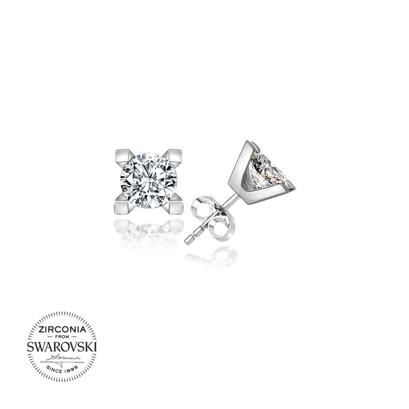 Silverlina%20Gümüş%20Swarovski%20Zirconia%20Taşlı%20Tektaş%20Küpe