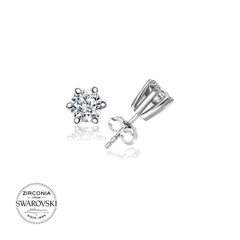 Silverlina%20Gümüş%20Swarovski%20Zirconia%20Taşlı%20Tektaş%20Küpe