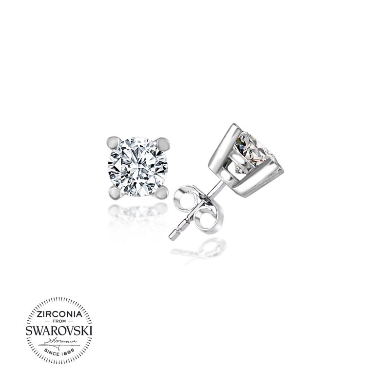 Silverlina%20Gümüş%20Swarovski%20Zirconia%20Taşlı%20Tektaş%20Küpe