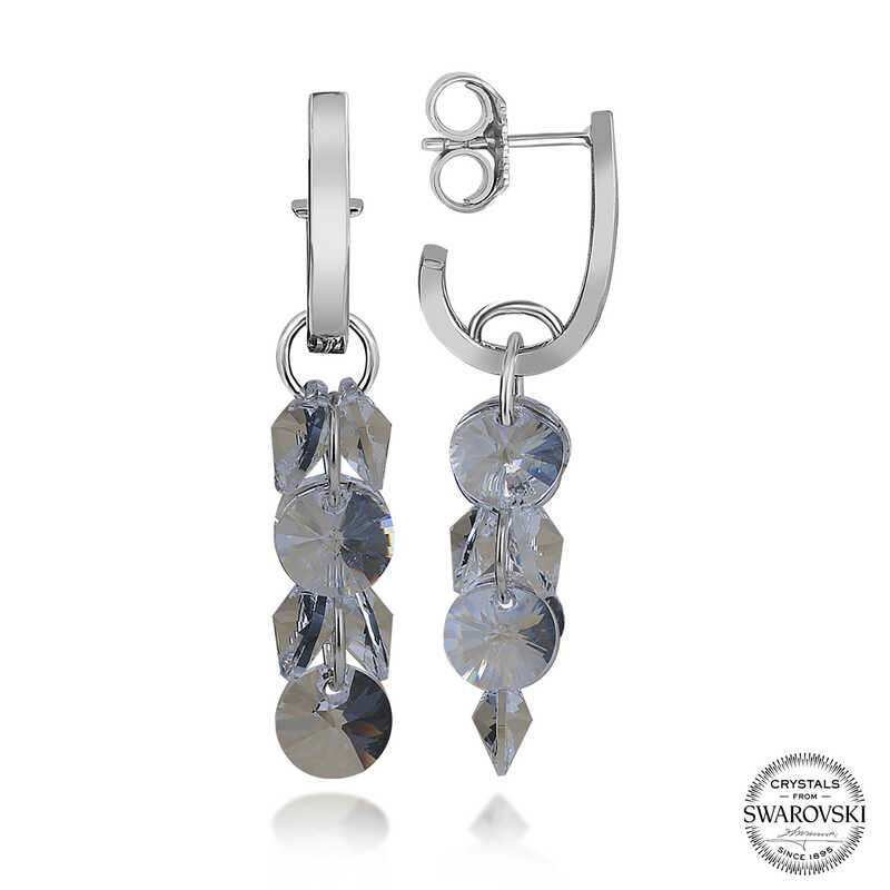 Silverlina%20Swarovski%20Crystal%20Taşlı%20Gümüş%20Salkım%20Sallantılı%20Çivili%20Kadın%20Küpe