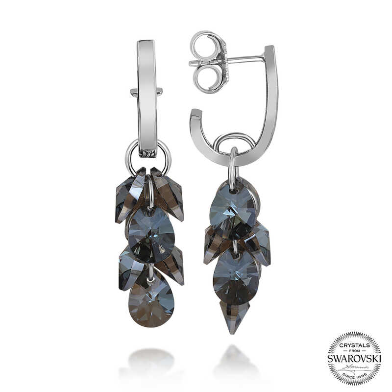 Silverlina%20Swarovski%20Crystal%20Taşlı%20Gümüş%20Salkım%20Sallantılı%20Çivili%20Kadın%20Küpe