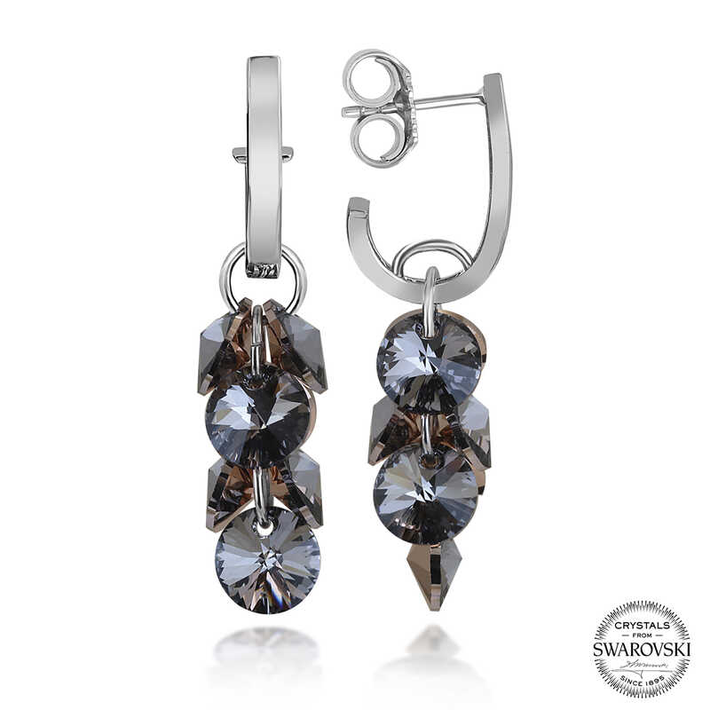 Silverlina%20Swarovski%20Crystal%20Taşlı%20Gümüş%20Salkım%20Sallantılı%20Çivili%20Kadın%20Küpe