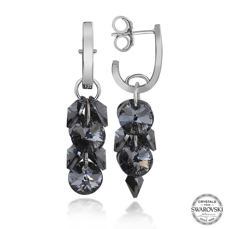 Silverlina%20Swarovski%20Crystal%20Taşlı%20Gümüş%20Salkım%20Sallantılı%20Çivili%20Kadın%20Küpe