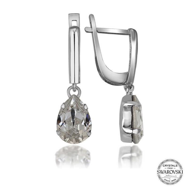 Silverlina%20Swarovski%20Crystal%20Taşlı%20Gümüş%20Damla%20Sallantılı%20Kadın%20Küpe