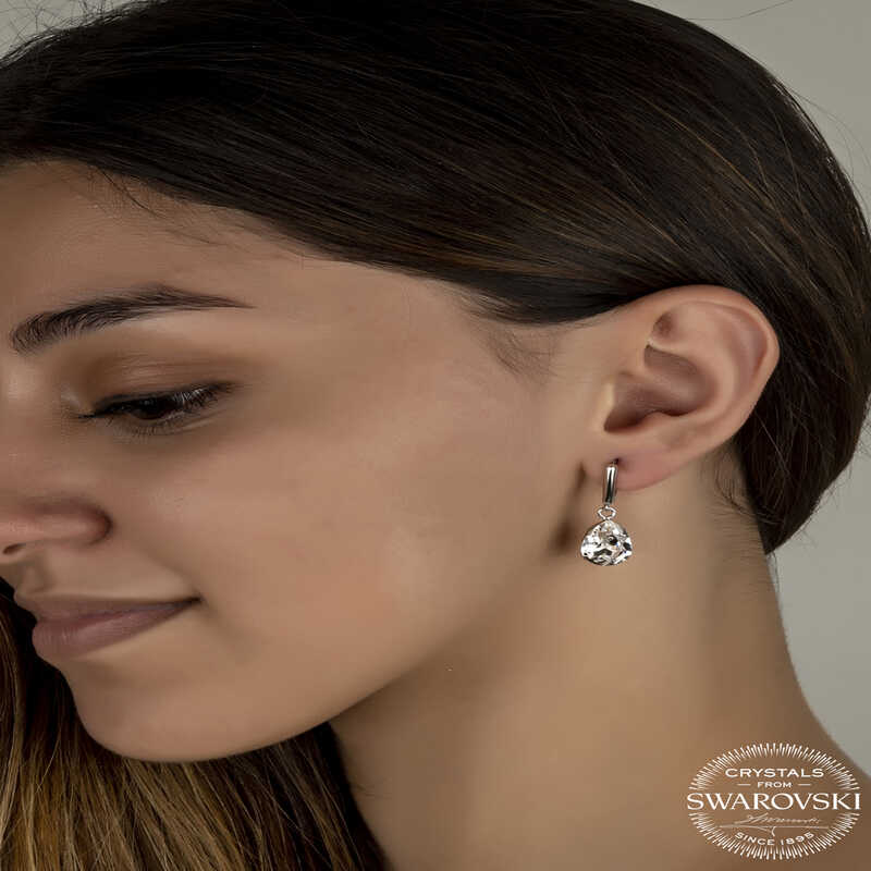 Silverlina%20Swarovski%20Crystal%20Taşlı%20Gümüş%20Damla%20Sallantılı%20Kadın%20Küpe