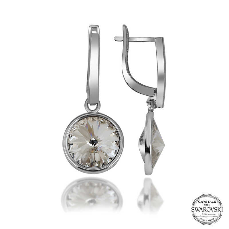 Silverlina%20Swarovski%20Crystal%20Taşlı%20Gümüş%20Beyaz%20Sallantılı%20Kadın%20Küpe