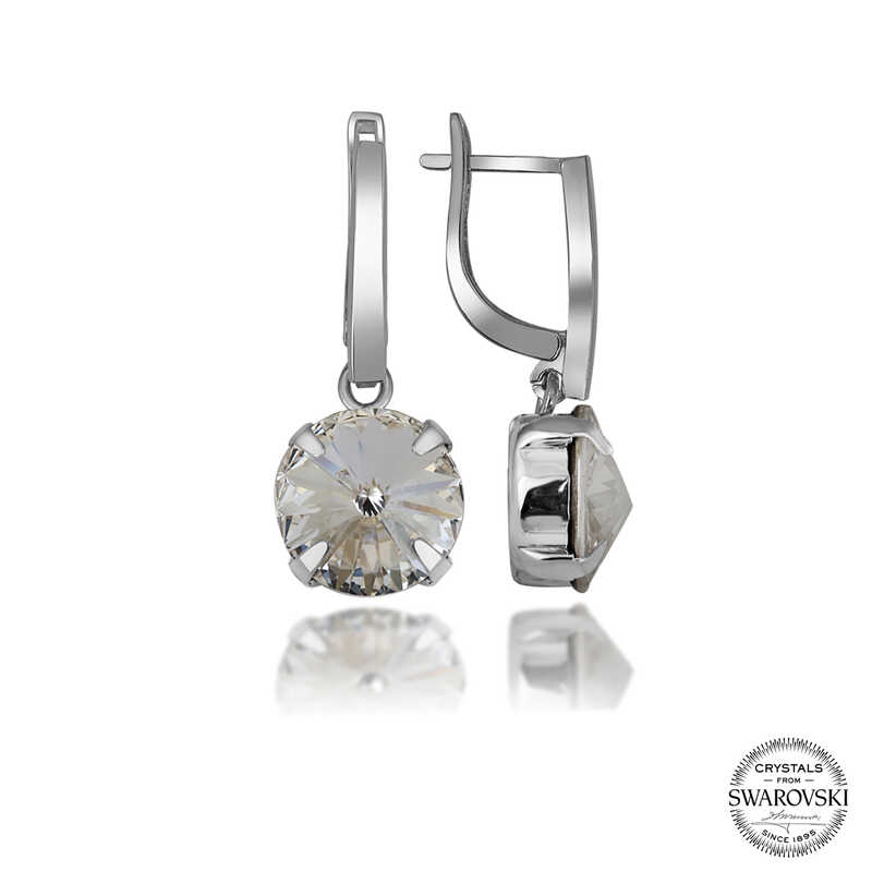 Silverlina%20Swarovski%20Crystal%20Taşlı%20Gümüş%20Beyaz%20Sallantılı%20Kadın%20Küpe