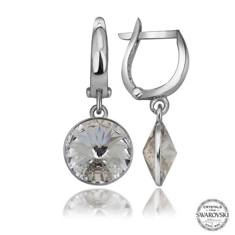 Silverlina%20Swarovski%20Crystal%20Taşlı%20Gümüş%20Beyaz%20Sallantılı%20Kadın%20Küpe