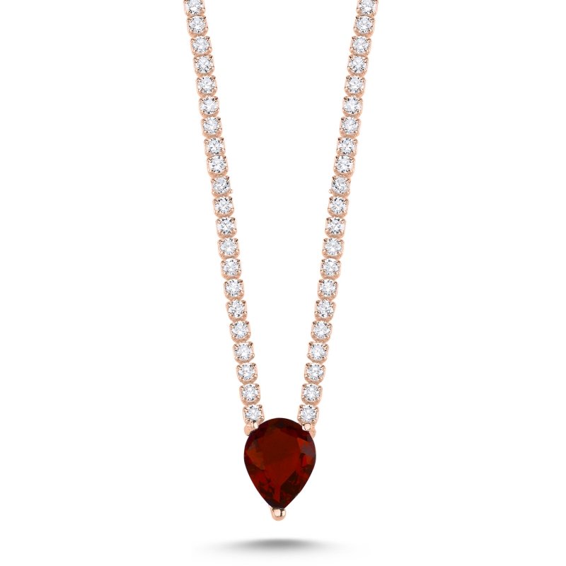 Silverlina%20Gümüş%20Garnet%20Zirkon%20Taşlı%20Suyolu%20Kolye-Rose%20altın%20kaplama