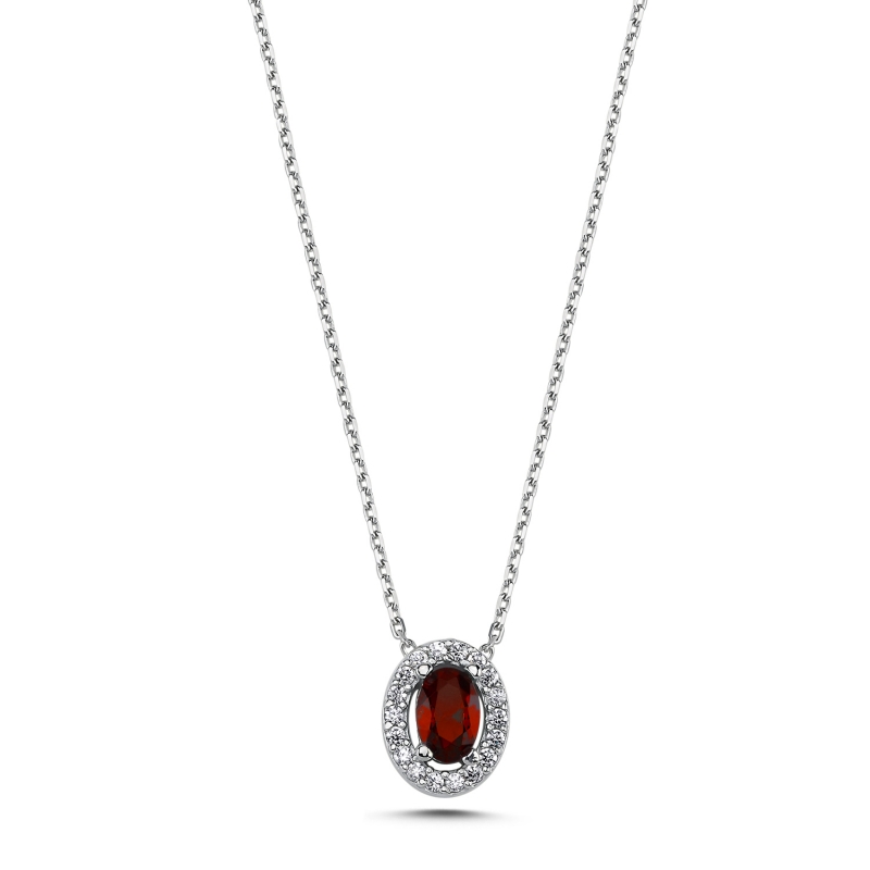 Silverlina%20Gümüş%20Oval%20Renkli%20Zirkon%20Halo%20Tektaş%20Kolye-Garnet%20zirkon%20(kırmızı)