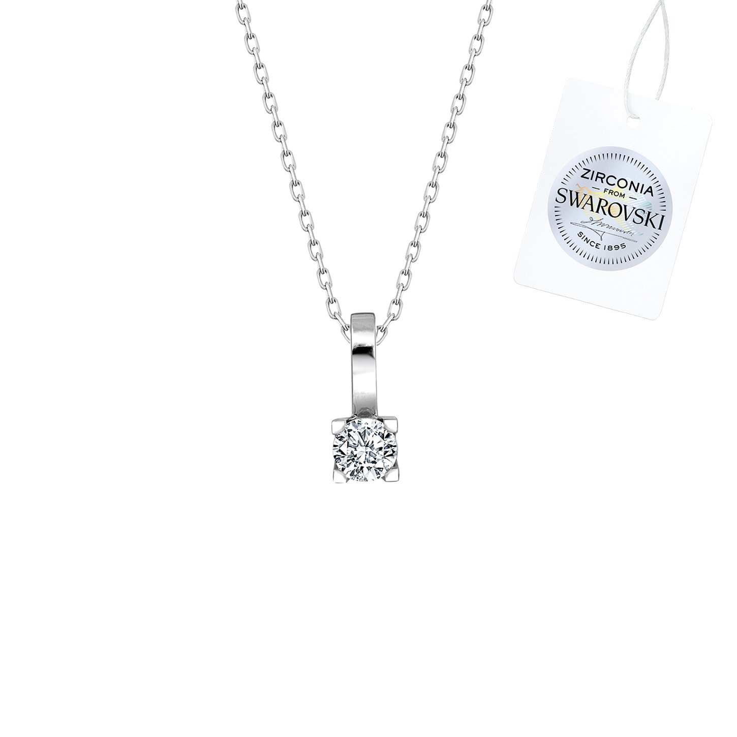 Silverlina%20Gümüş%20Swarovski%20Zirconia%20Taşlı%20Tektaş%20Kolye