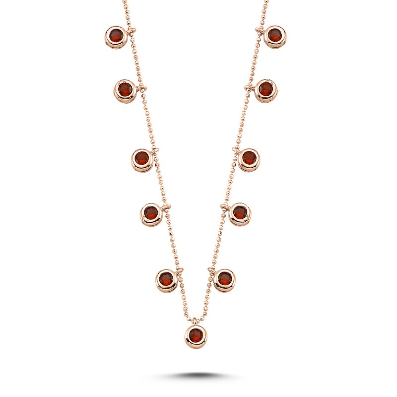 Gümüş%20Garnet%20Zirkon%20Taşlı%20Sallantılı%20Kolye-Rose%20altın%20kaplama