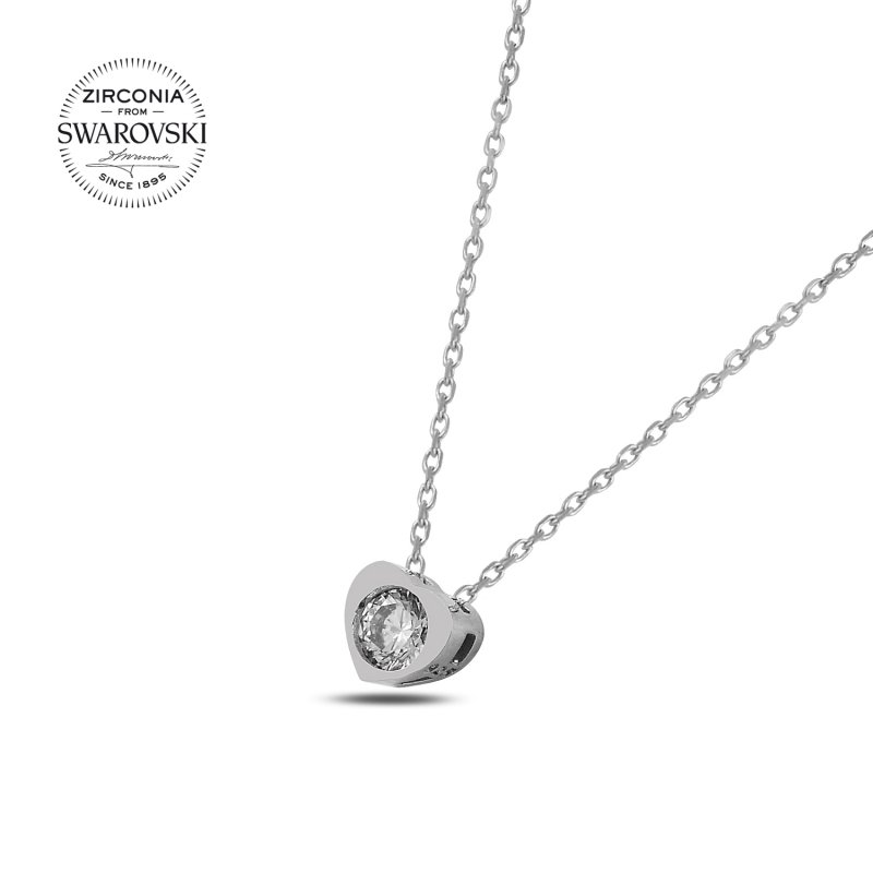 Silverlina%20Gümüş%204,75mm%20Swarovski%20Zirconia%20Taşlı%20Tektaş%20Kalp%20Kolye