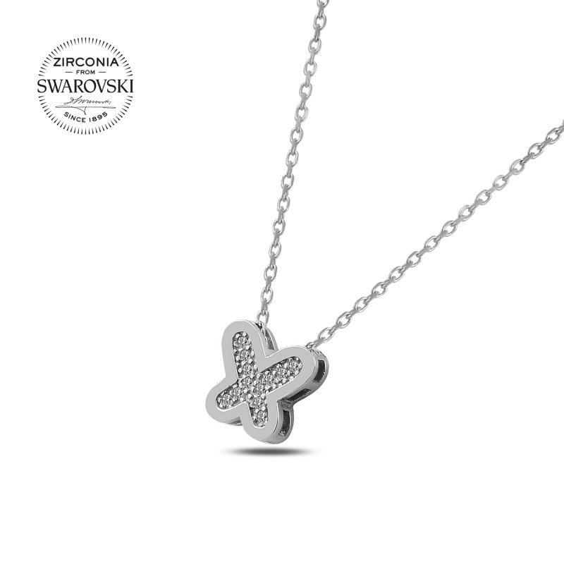 Silverlina%20Gümüş%20Swarovski%20Zirconia%20Taşlı%20Kelebek%20Kolye