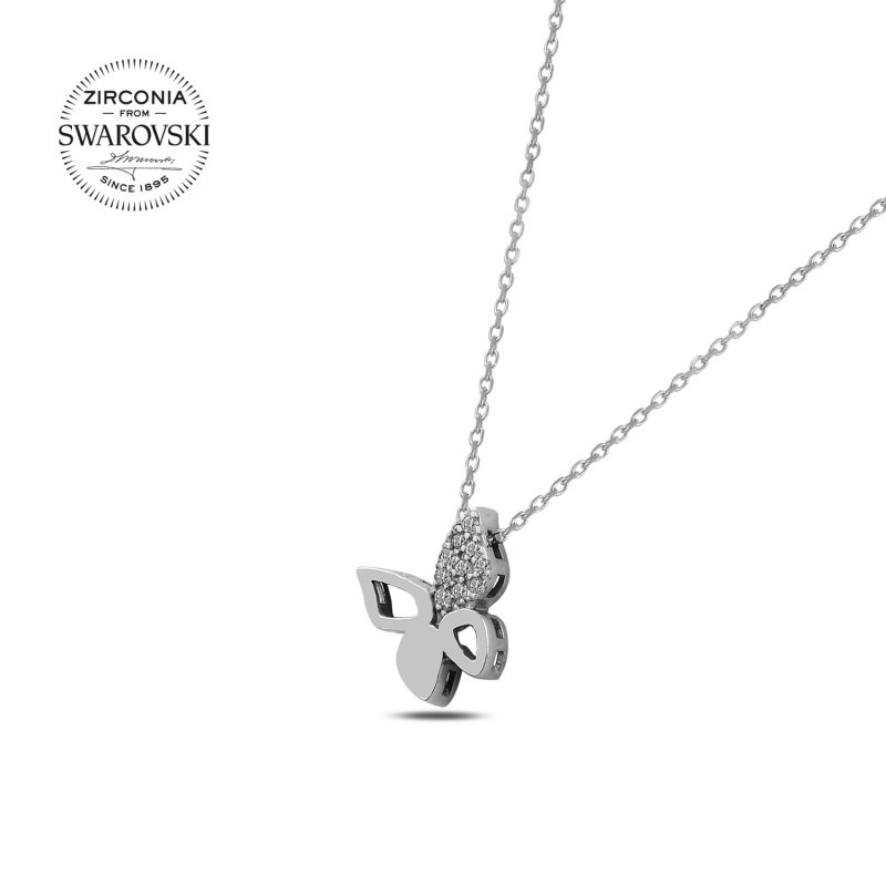 Silverlina%20Gümüş%20Swarovski%20Zirconia%20Taşlı%20Kelebek%20Kolye