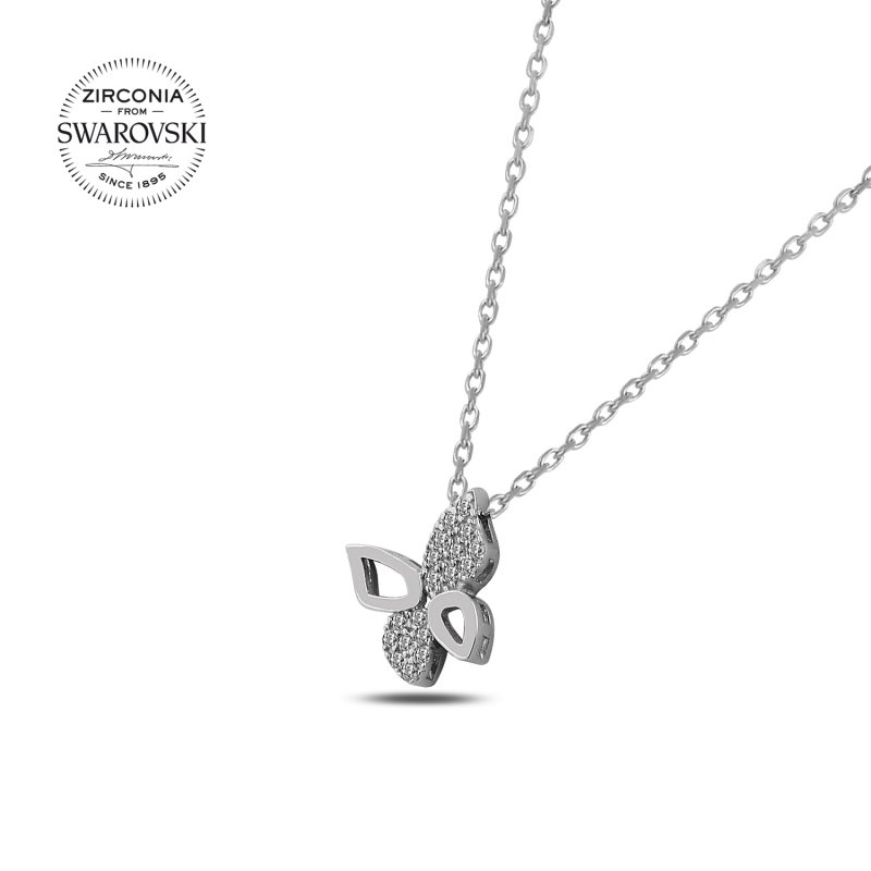 Silverlina%20Gümüş%20Swarovski%20Zirconia%20Taşlı%20Kelebek%20Kolye