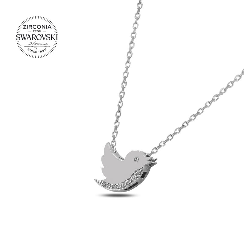 Silverlina%20Gümüş%20Swarovski%20Zirconia%20Taşlı%20Kuş%20Kolye