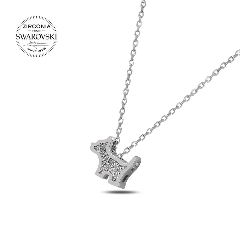 Silverlina%20Gümüş%20Swarovski%20Zirconia%20Taşlı%20Köpek%20Kolye