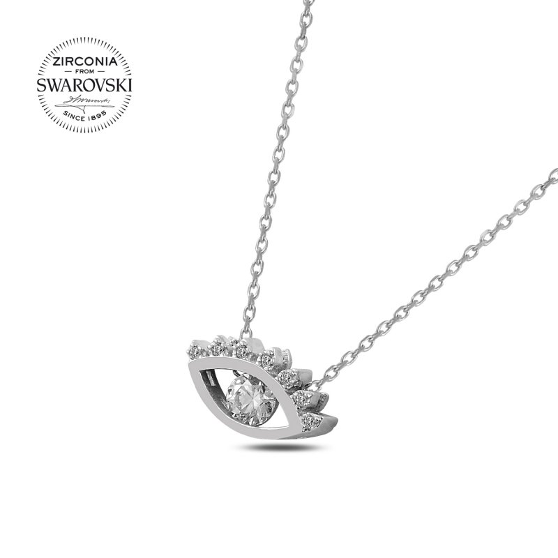 Silverlina%20Gümüş%20Swarovski%20Zirconia%20Taşlı%20Göz%20Kolye