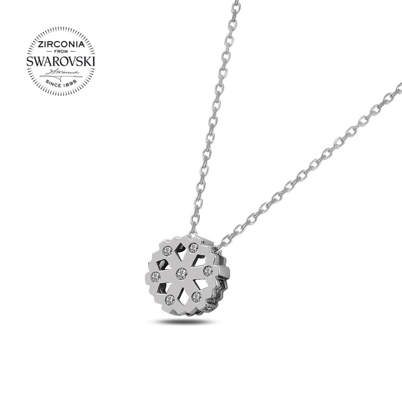 Silverlina%20Gümüş%20Swarovski%20Zirconia%20Taşlı%20Kar%20Tanesi%20Kolye