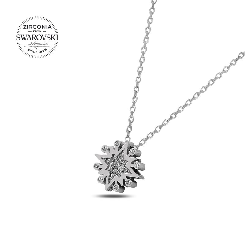 Silverlina%20Gümüş%20Swarovski%20Zirconia%20Taşlı%20Yıldız%20Kolye