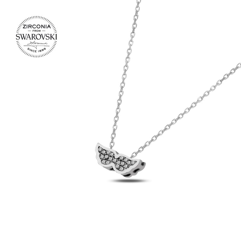 Silverlina%20Gümüş%20Swarovski%20Zirconia%20Taşlı%20Kanat%20Kolye