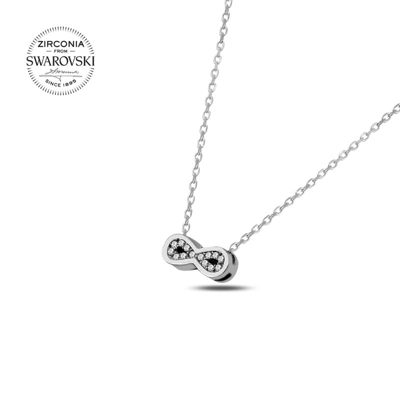 Silverlina%20Gümüş%20Swarovski%20Zirconia%20Taşlı%20Sonsuzluk%20Kolye