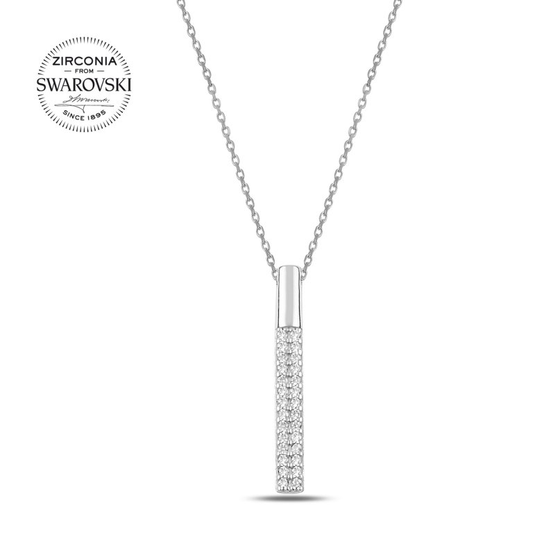 Silverlina%20Gümüş%20Swarovski%20Zirconia%20Taşlı%20Çubuk%20Kolye