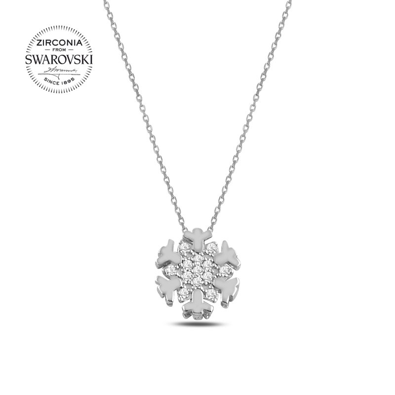 Silverlina%20Gümüş%20Swarovski%20Zirconia%20Taşlı%20Kar%20Tanesi%20Kolye