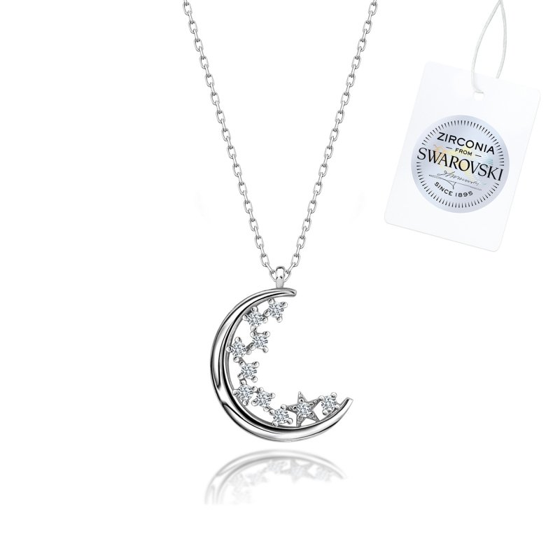 Silverlina%20Gümüş%20Swarovski%20Zirconia%20Taşlı%20Hilal%20&%20Yıldız%20Kolye