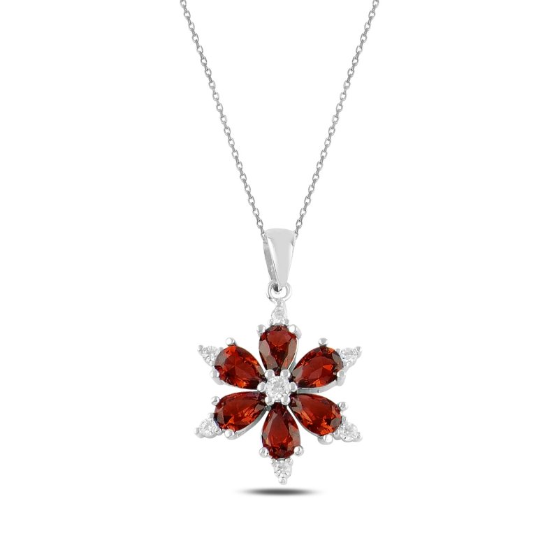 Gümüş%20Lotus%20Çiçeği%20Renkli%20Damla%20Zirkon%20Taşlı%20Kolye-Garnet%20zirkon%20(kırmızı)