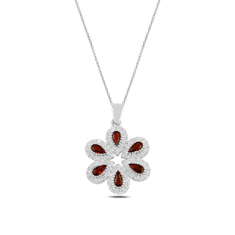 Silverlina%20Gümüş%20Zirkon%20Taşlı%20Kolye-Garnet%20zirkon%20(kırmızı)